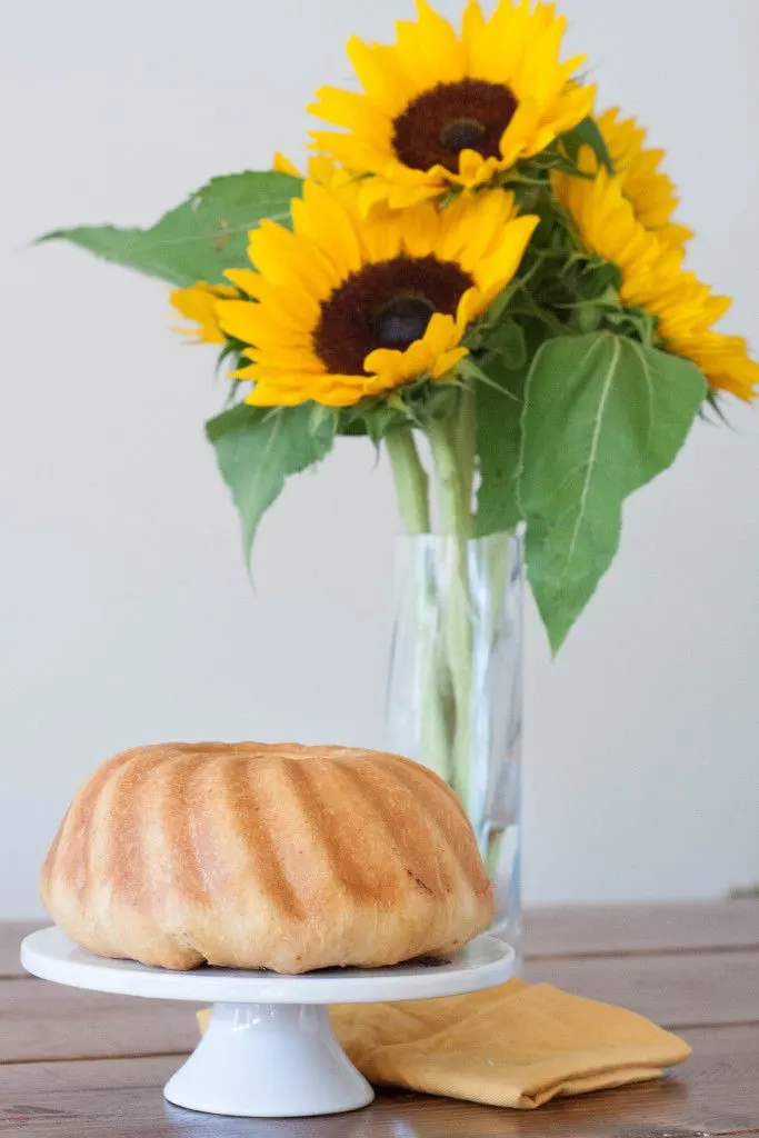 A savory stuffed bundt cake always makes a gorgeous brunch presentation. No one has to know how easy it is to make. Get the recipe on GoodieGodmother.com