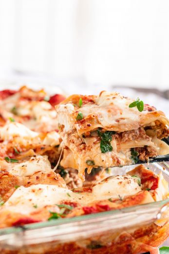 Turkey Spinach Lasagna {Lighter Lasagna Recipe} - Goodie Godmother