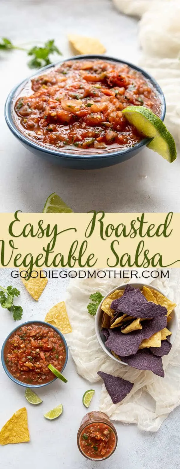 Make delicious Mexican restaurant quality salsa at home in minutes with this Easy Roasted Vegetable Salsa recipe! * GoodieGodmother.com