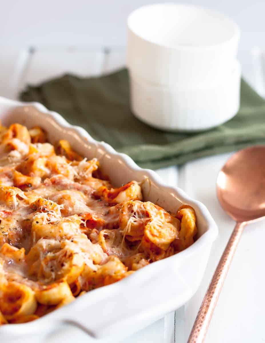 This chicken cheese tortellini is a comforting weeknight dinner recipe that even helps you get ahead on meal prep! Makes 2 - one for now, one for later. * Recipe on GoodieGodmother.com