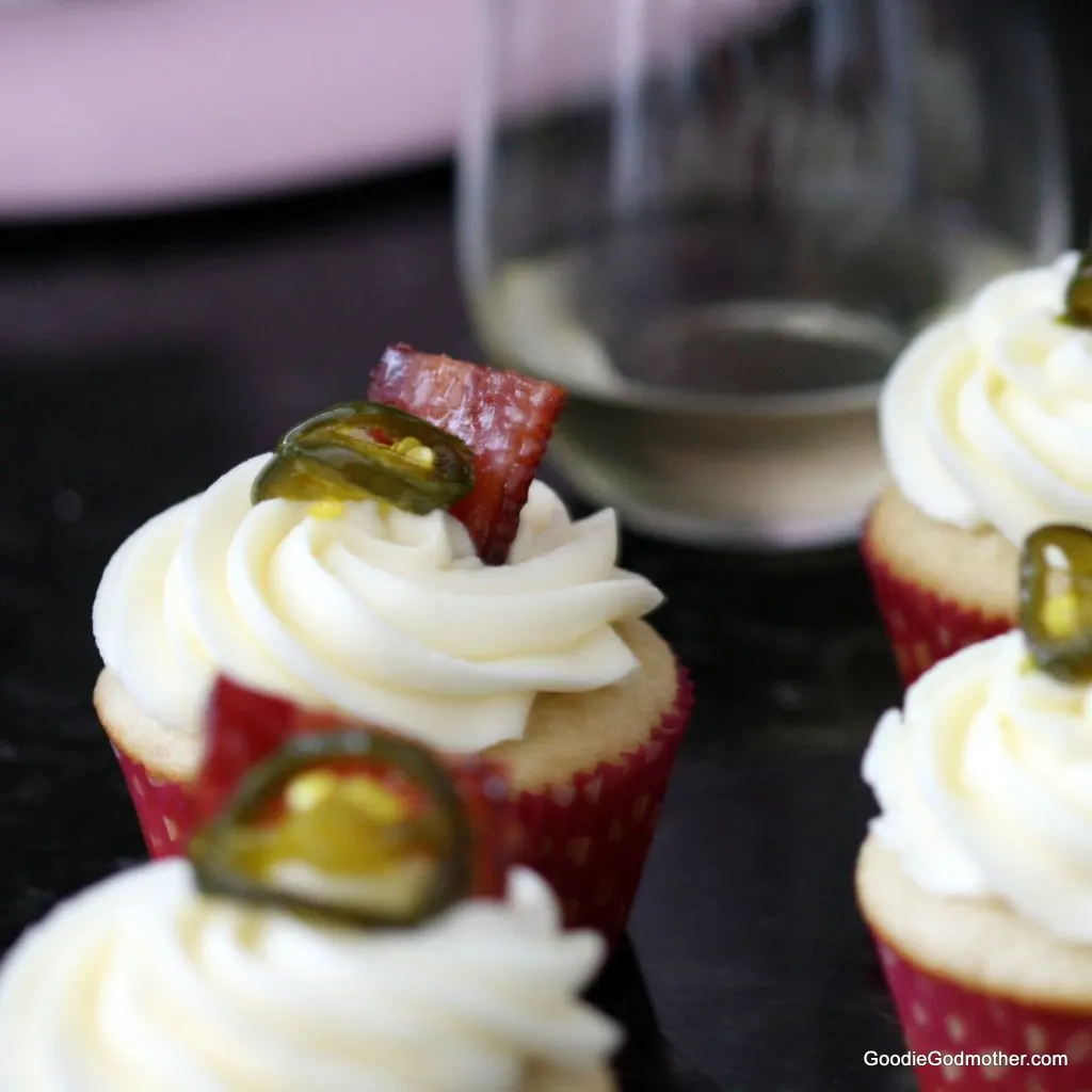 Topped candied jalapeno bacon viogner cupcakes
