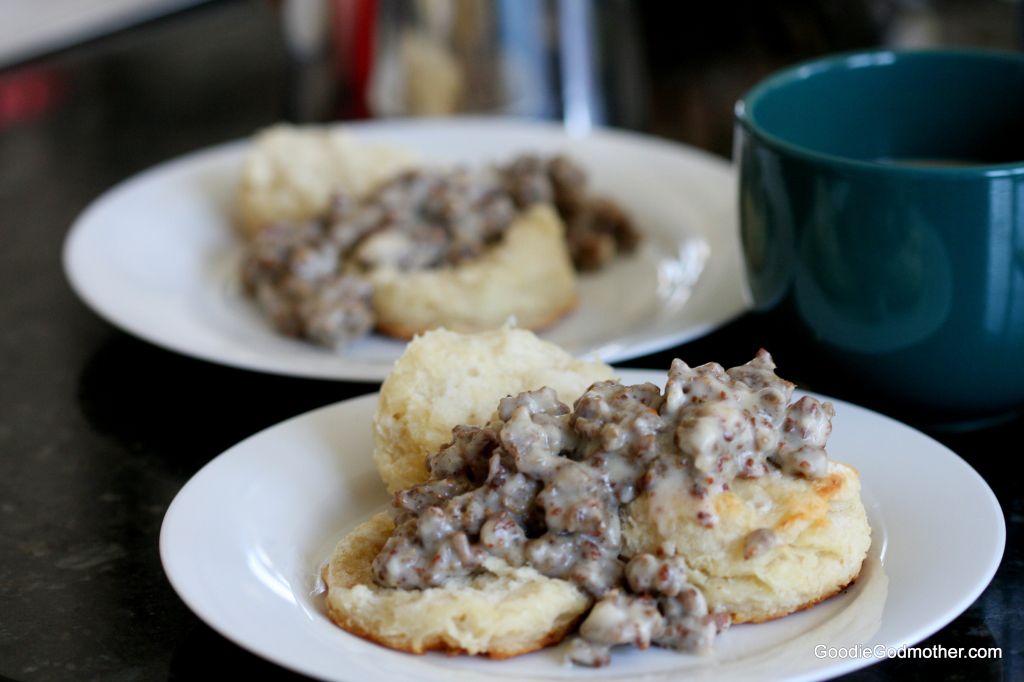 Meat Lovers Biscuits and Gravy Recipe by Goodie Godmother