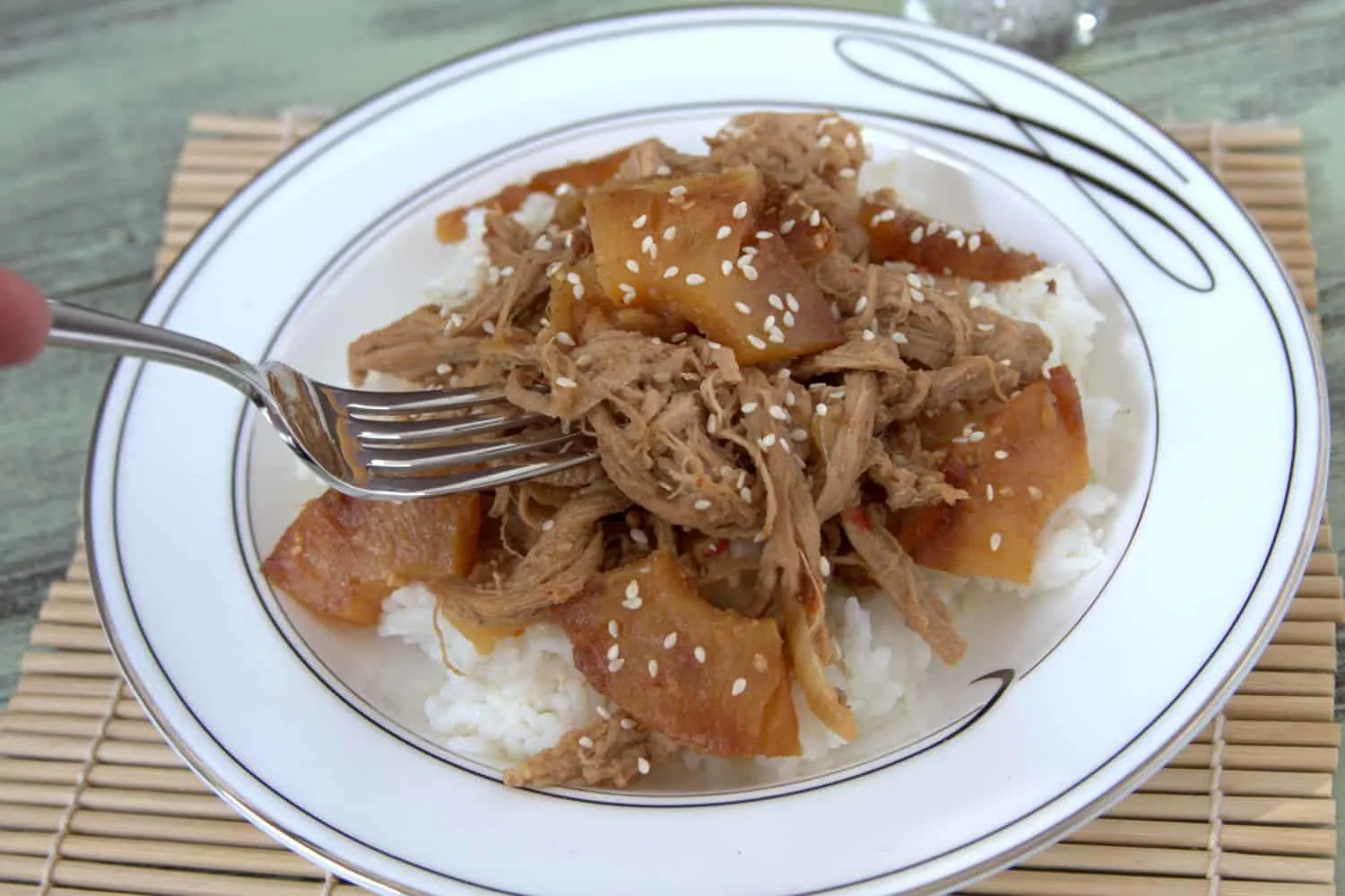 Hawaiian Ginger Sesame Pork in the slow cooker. Easy. Healthy. Delicious! Recipe on GoodieGodmother.com