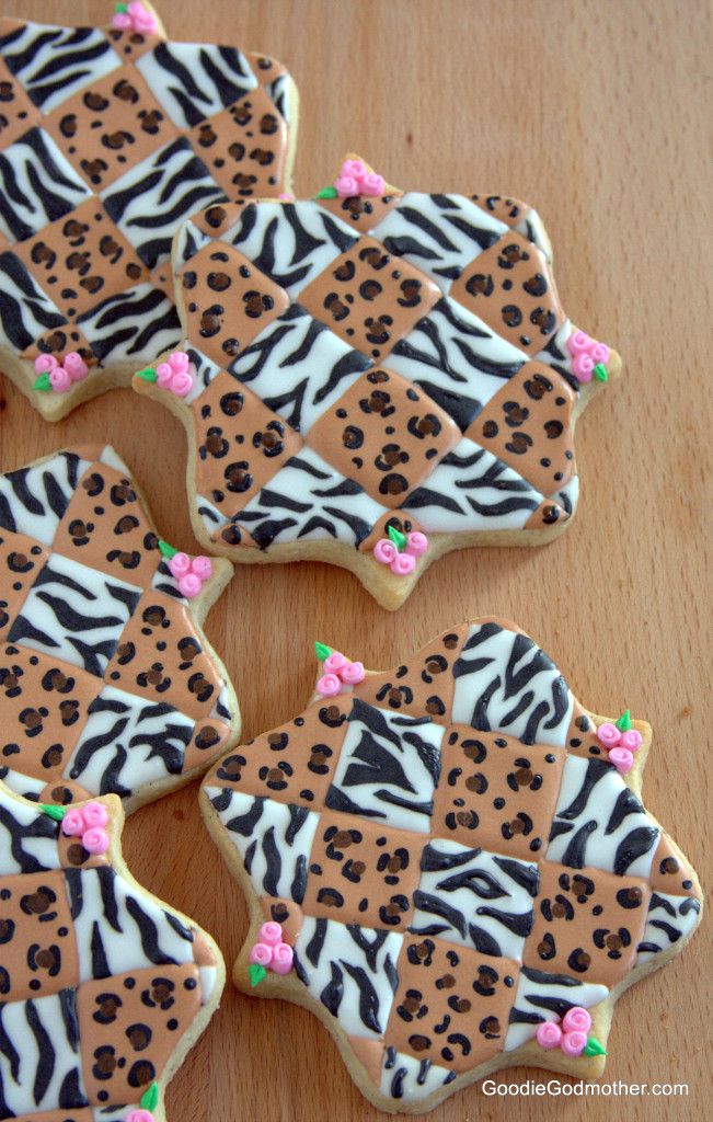 Leopard and Zebra Print Quilted Cookies - An original design by Goodie Godmother