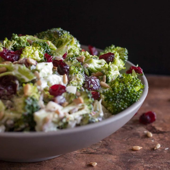 Creamy crunchy sweet and salty, this broccoli salad is always a hit! Get the recipe on GoodieGodmother.com