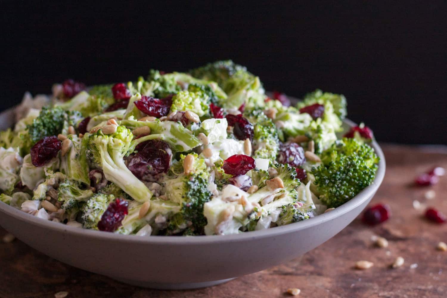 Creamy crunchy sweet and salty, this broccoli salad is always a hit! Get the recipe on GoodieGodmother.com