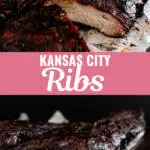 Kansas City Ribs, with their smoky, tomato-based, slightly spicy sauce are a perfect barbecue recipe. Make the sauce alone, or follow this recipe to learn how to convert your charcoal grill into a smoker to cook the ribs low and slow. #bbqrecipe #howtomake #foodideas #summerfood #bbqribs #barbecue