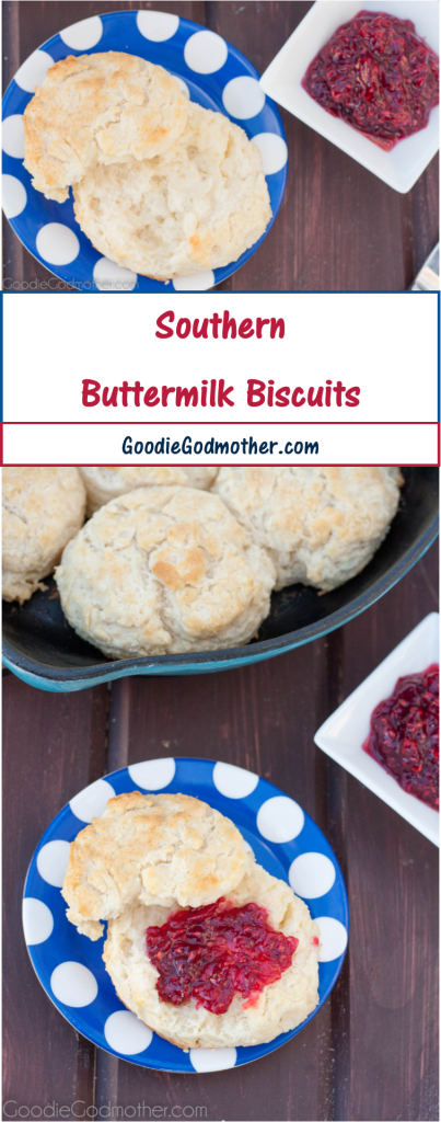 Flaky Southern Buttermilk Biscuits are easy to make at home in minutes. Get the recipe on GoodieGodmother.com