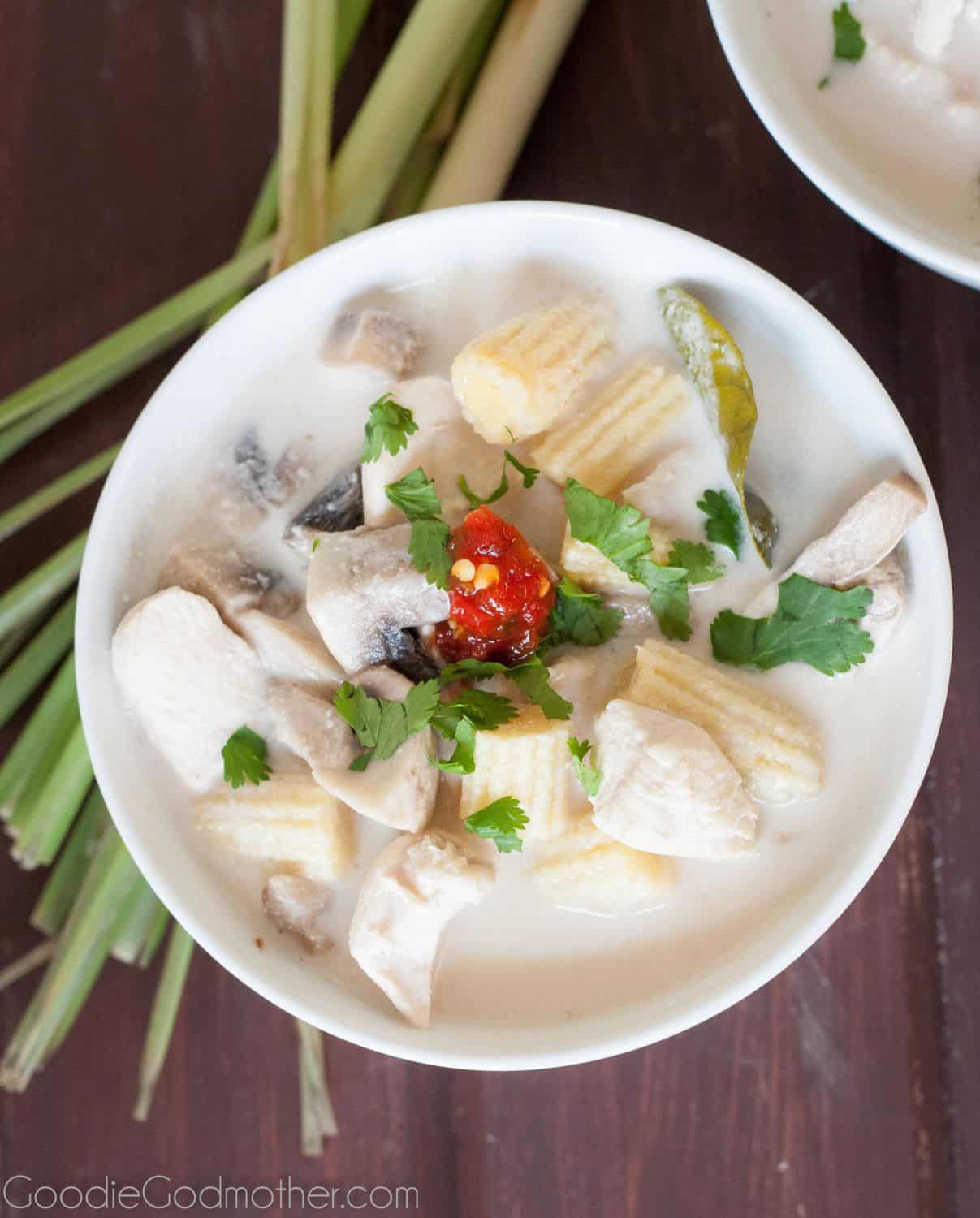 Thai ginger lemongrass soup - Authentic Tom Kha Gai - A nourishing and healthy Thai soup recipe by GoodieGodmother.com