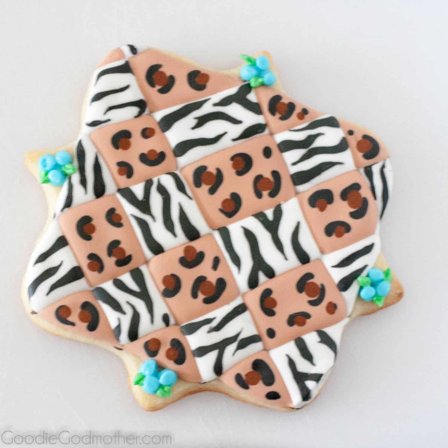 Learn to make stunning quilted animal print sugar cookies on GoodieGodmother.com