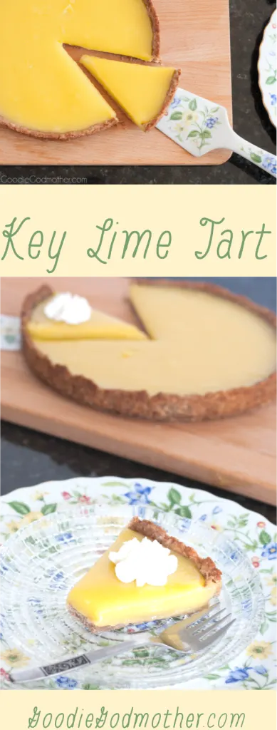 Key lime tart is an easy, make ahead, key lime dessert with a refreshing sweet "tart" flavor... get it? ;) Recipe on GoodieGodmother.com