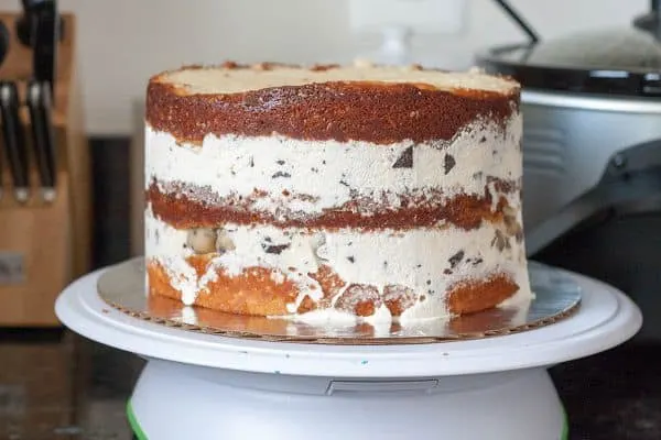 Cookie Dough Ice Cream Cake - Learn how to assemble the perfect ice cream cake at home, and customize it with an edible cookie dough recipe. * GoodieGodmother.com