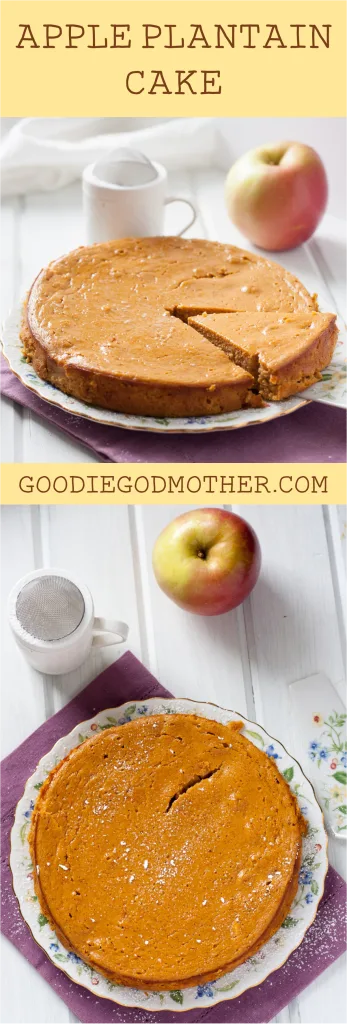 Gluten free plantain apple cake you make in the BLENDER! Easy, refined sugar free, option included for oil free, and paleo-approved. 