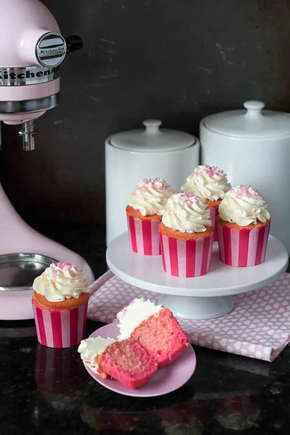 Pink Ombre Cupcake recipe for #10000Cupcakes campaign by @KitchenAidUSA and @hhgregg. Find the vanilla cupcake recipe and full tutorial on GoodieGodmother.com #ad