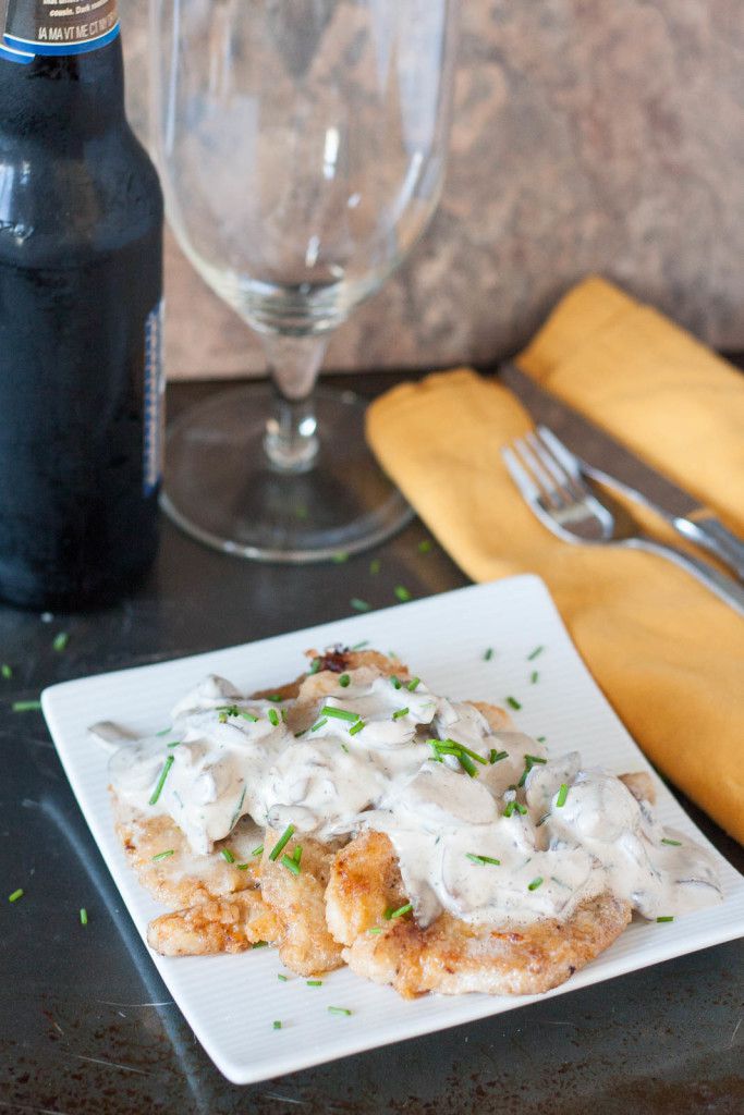 An authentic German recipe for Rahmschnitzel - schnitzel with a from scratch mushroom cream sauce. 