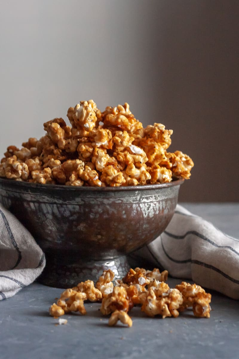 Crunchy, sweet, and a perfect foodie gift for tea lovers, this Chai Tea Caramel Corn recipe is sure to please! * Recipe on GoodieGodmother.com