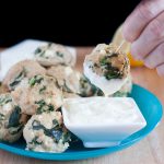 Gluten free turkey spinach feta meatballs with an easy lemon dipping sauce. Lower in fat than a classic meatball and loaded with natural protein. Includes a secret ingredient to keep the meatballs from drying out. ;)