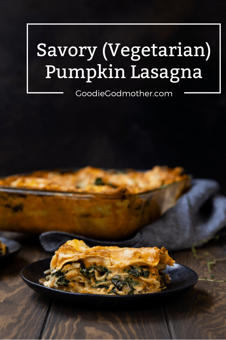 This vegetarian savory pumpkin lasagna makes the perfect vegetarian main dish for fall! Also a hit with the meat-eaters, it's a great addition to your Thanksgiving menu. * Recipe on GoodieGodmother.com