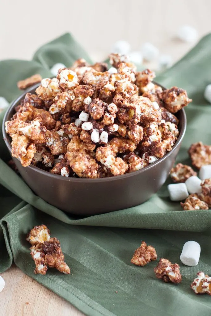 Crunchy s'mores caramel corn is an addicting snack that's perfect year-round! 