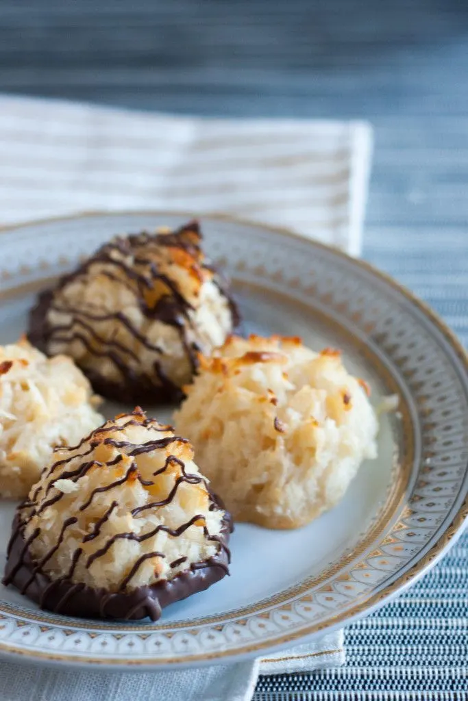 Crispy outside, chewy inside, perfectly moist gluten free coconut macaroons! Get the recipe on GoodieGodmother.com