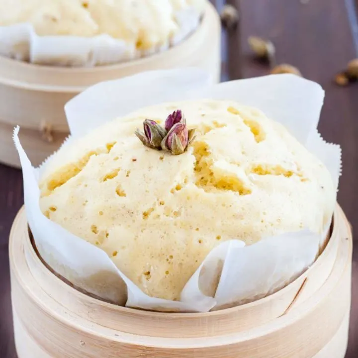 Rose Ginger Chinese Steamed Cake - A modern take on a traditional Chinese New Year Dessert. Recipe on GoodieGodmother.com