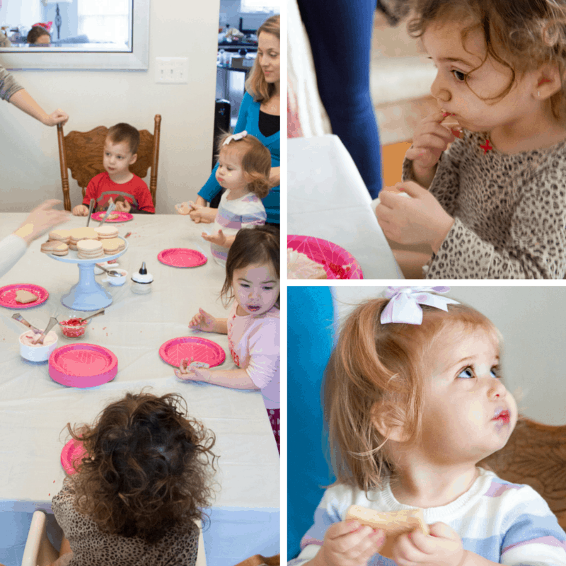 Everything you need to know to plan a STRESS FREE Valentine's Day cookie decorating party for toddlers. This play date party is a sweet way to celebrate Valentine's Day and a fun indoor activity for winter weather.