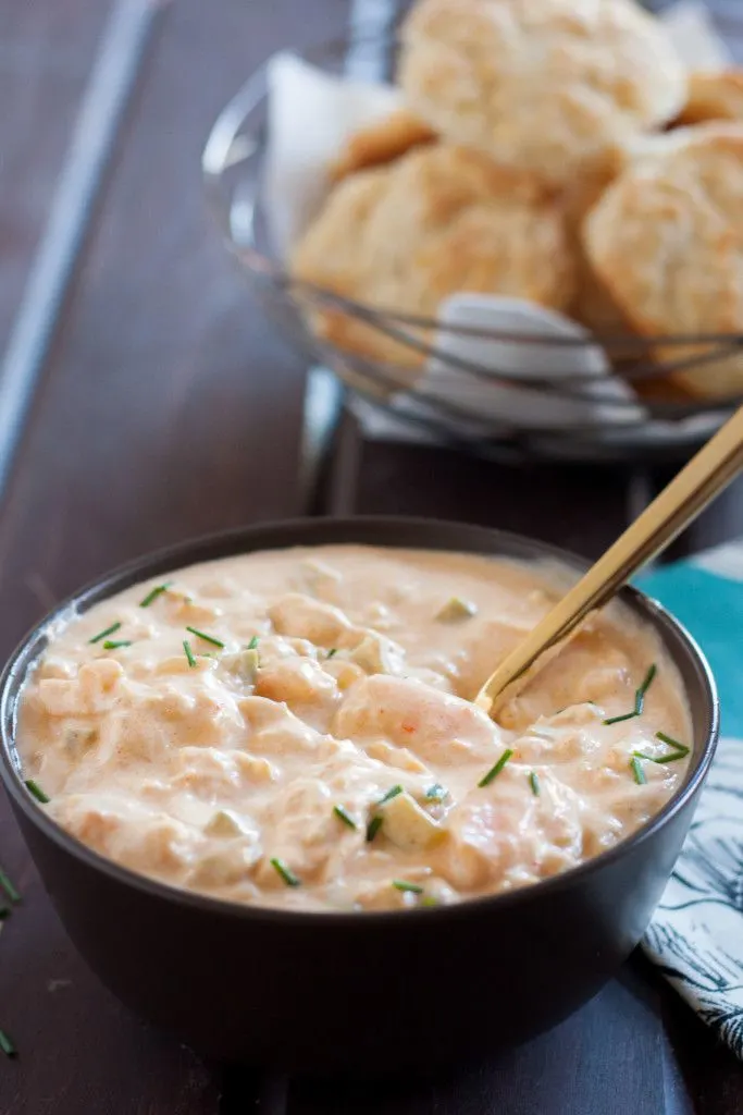 Daufuskie Soup - A creamy seafood soup recipe inspired by coastal South Carolina. Recipe on GoodieGodmother.com