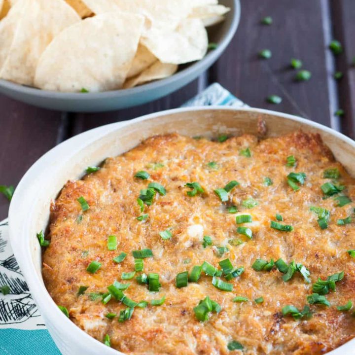 The best crab jalapeno popper dip I've tried! Super cheesy with just the right amount of crab and kick - a perfect easy party appetizer. Recipe on GoodieGodmother.com