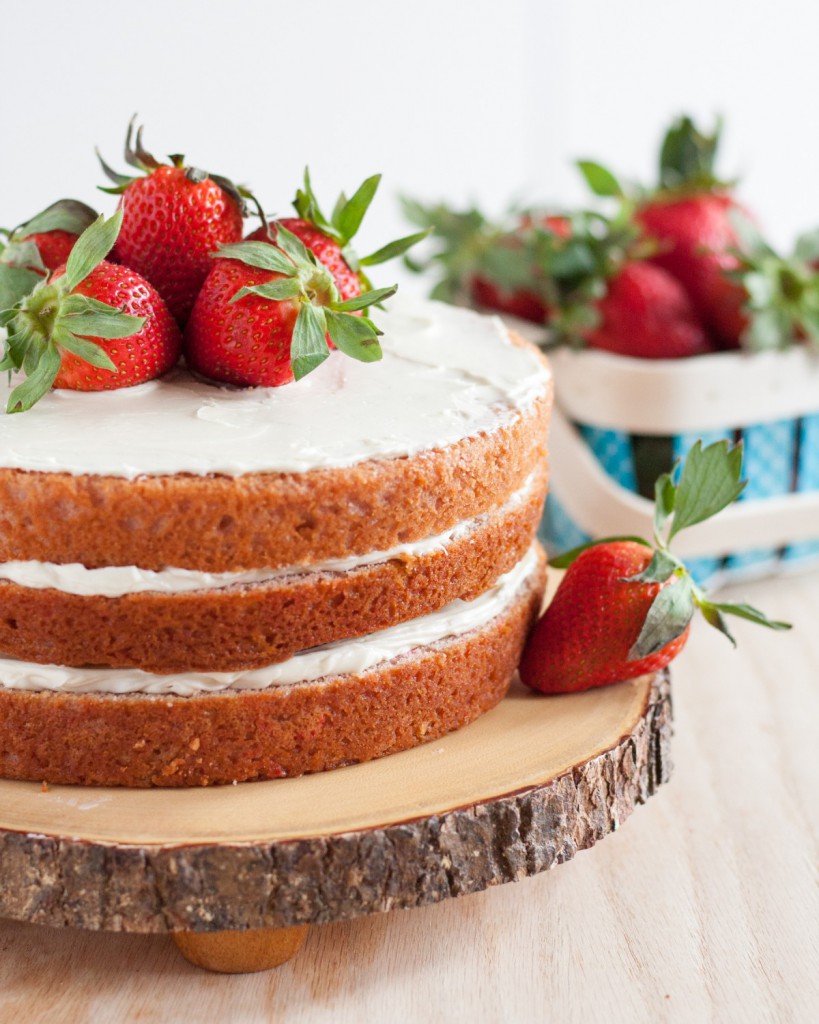 No artificial colors, all natural flavor, this fresh strawberry cake from scratch is a perfect dessert for strawberry season! * GoodieGodmother.com