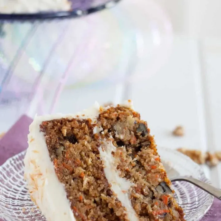 Carrot cake from scratch... with a tropical twist! Get the recipe for this amazing carrot cake with coconut cream cheese frosting on GoodieGodmother.com