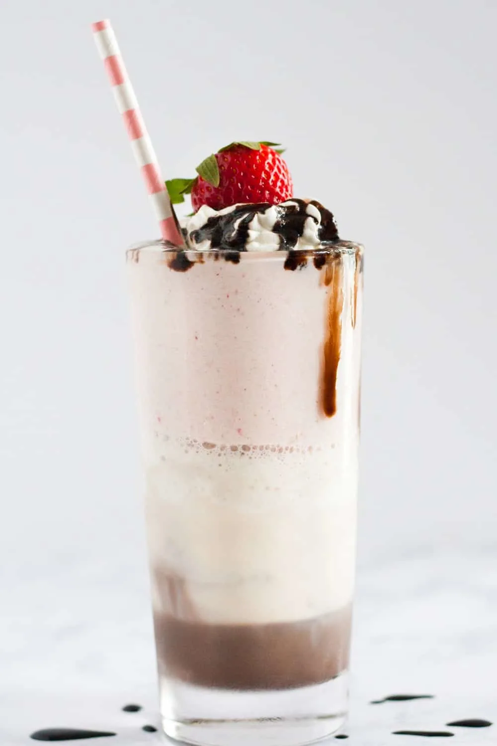 Easy Neapolitan Milkshake - 3 classic flavors blend perfectly in this layered old fashioned milkshake recipe. * GoodieGodmother.com