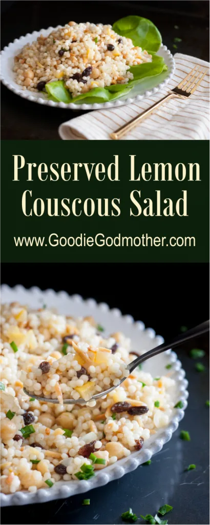 Preserved Lemon Couscous Salad - A refreshing alternative to pasta salad that's delicious served warm or cool, this salad makes a light lunch, or a perfect picnic side dish! * Recipe on GoodieGodmother.com