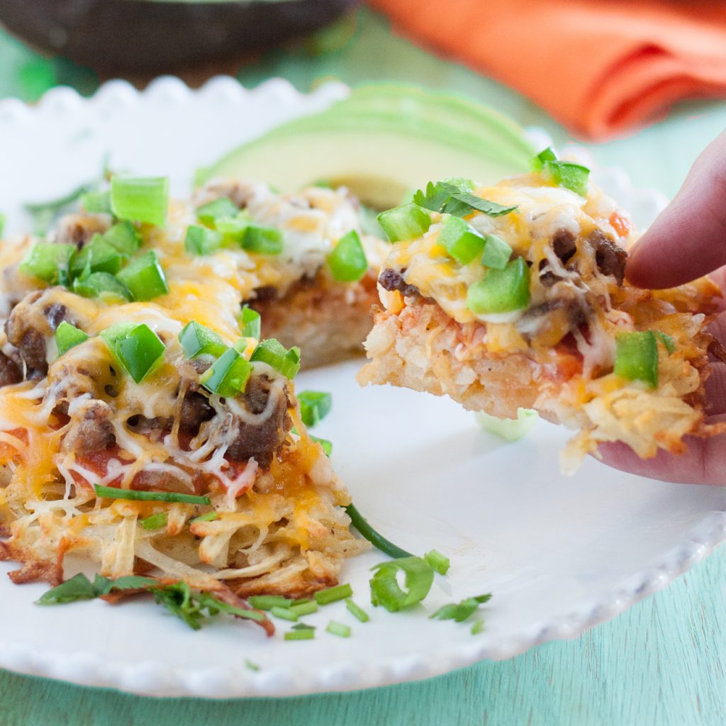 Hash Brown Crust Mexican Pizza * GoodieGodmother.com