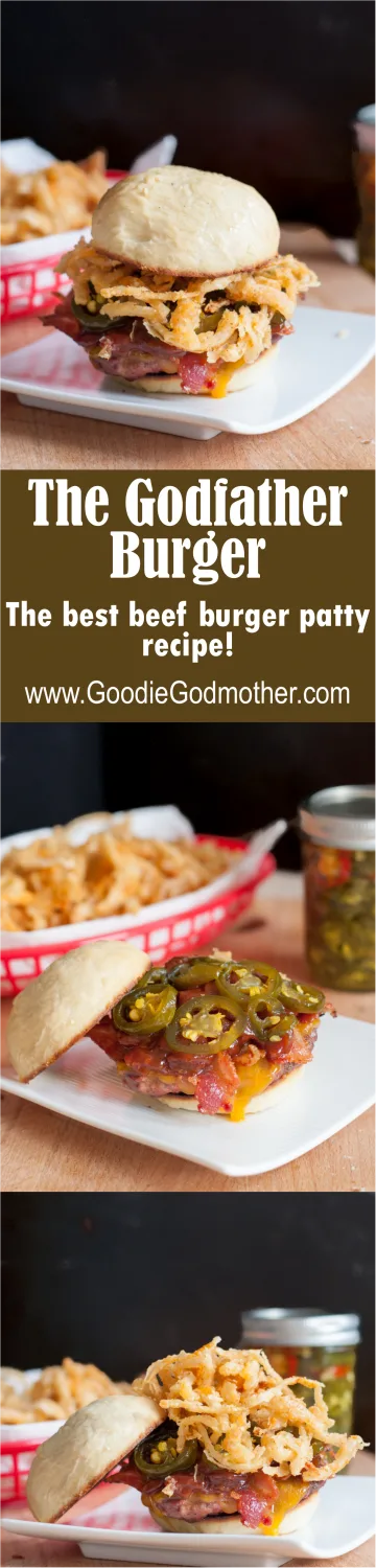 The Godfather Burger - A beef patty recipe 10 years in the making, this is the Godfather's secret to making juicy flavorful burgers perfect for the grill. * Recipe on GoodieGodmother.com