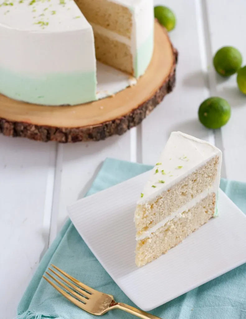 Key Lime Cake From Scratch - Delectably tart, perfect for serious key lime lovers. Includes recipe for white chocolate buttercream frosting. * GoodieGodmother.com