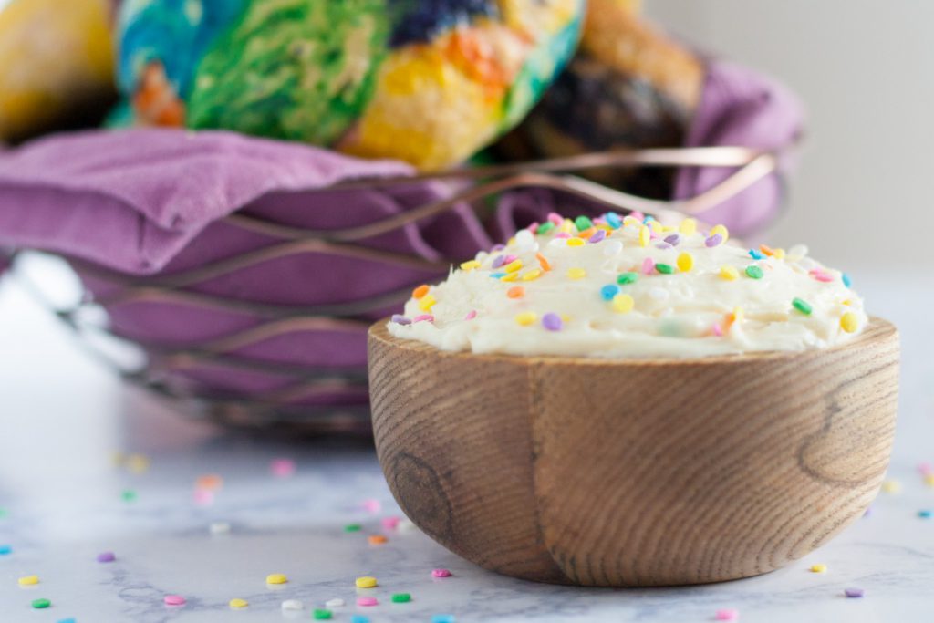 Cake Batter Cream Cheese - easy to make, and this recipe uses NO artificial extracts for flavor, but still tastes just like cake batter! * GoodieGodmother.com