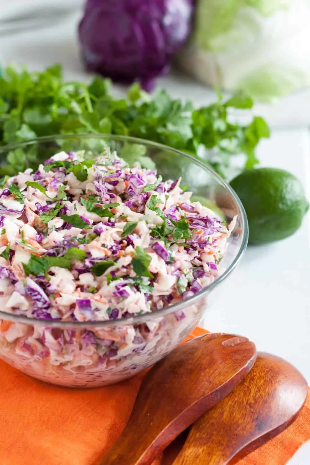 Creamy crunchy cilantro lime coleslaw makes a perfect side dish for your next bbq! * GoodieGodmother.com