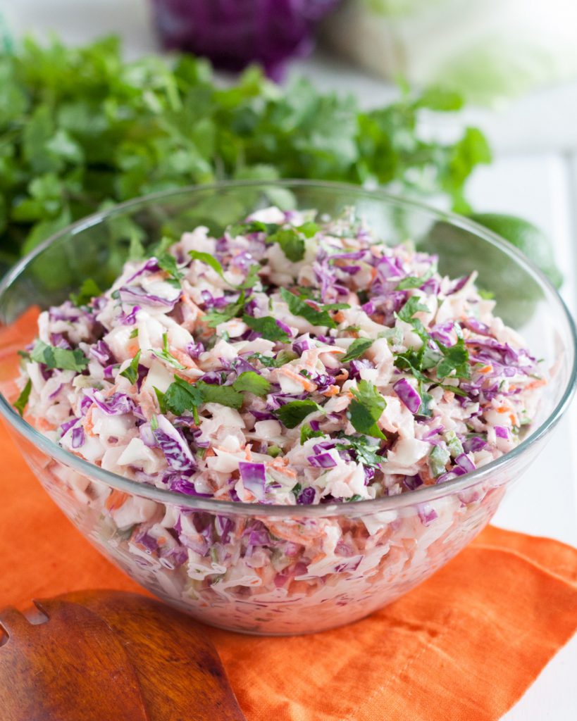 Creamy crunchy cilantro lime coleslaw makes a perfect side dish for your next bbq! * GoodieGodmother.com