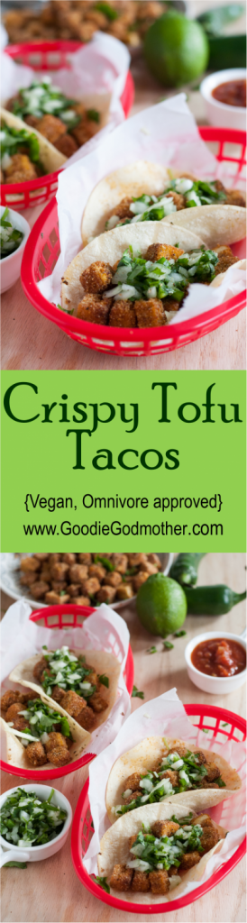 Crispy Tofu Tacos - Vegan, but totally omnivore approved! Recipe on GoodieGodmother.com