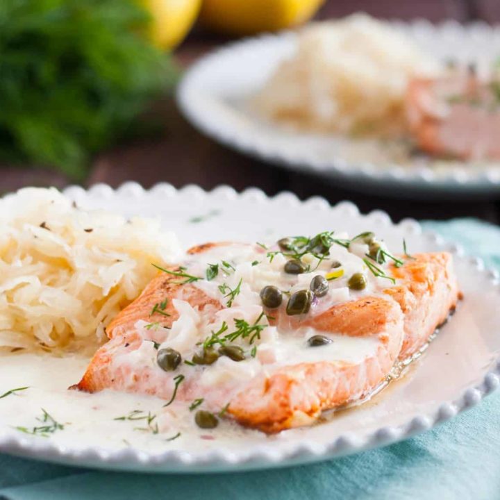 Alsatian Salmon Recipe - Give your staycation a French spin with this easy dish! * Recipe on GoodieGodmother.com