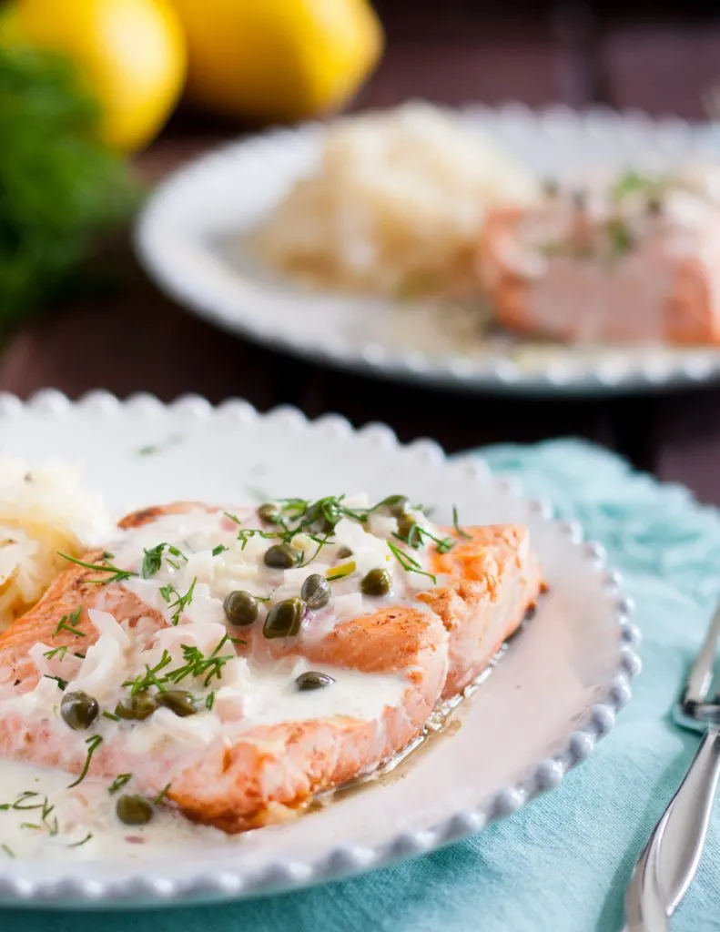 Alsatian Salmon Recipe - Give your staycation a French spin with this easy dish! * Recipe on GoodieGodmother.com