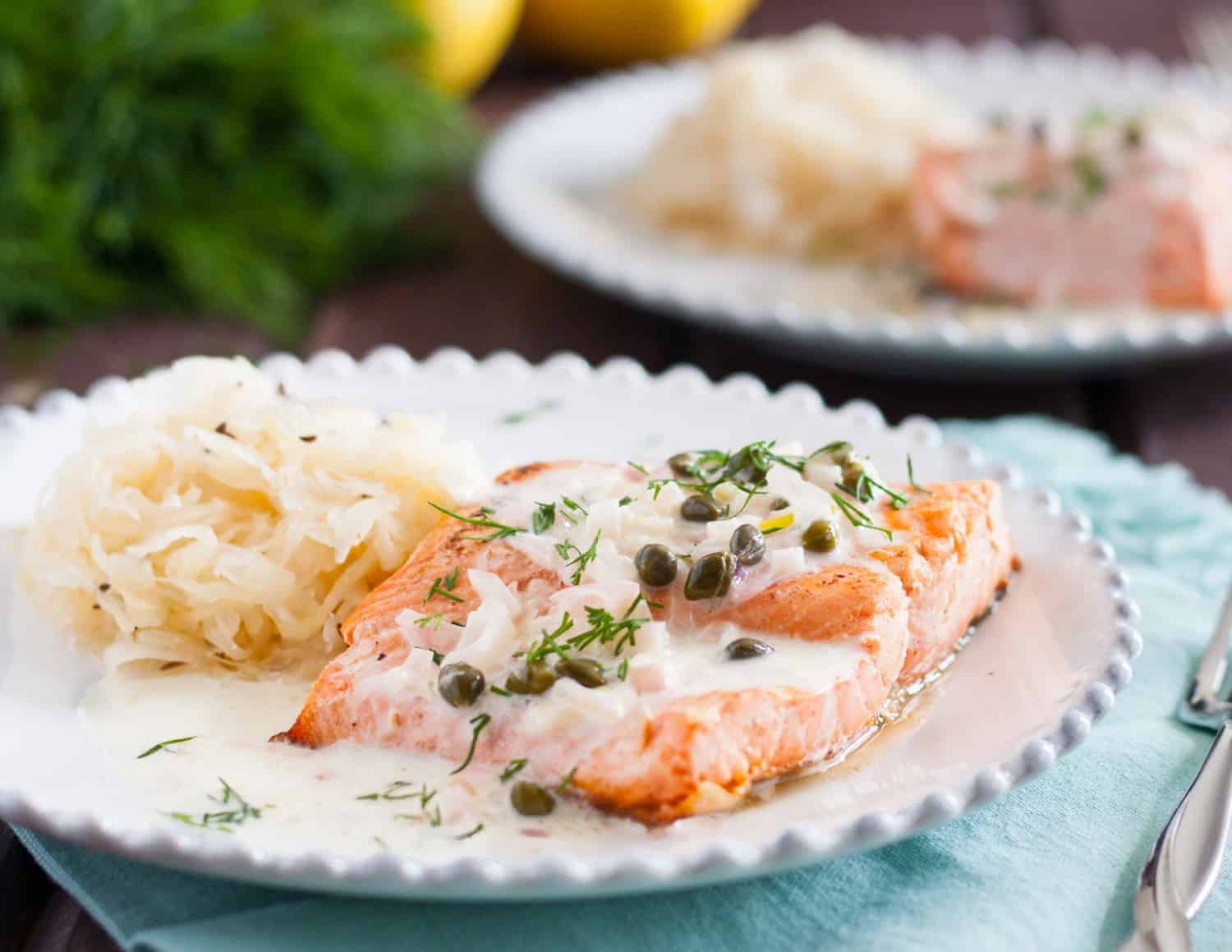 Alsatian Salmon Recipe - Give your staycation a French spin with this easy dish! * Recipe on GoodieGodmother.com