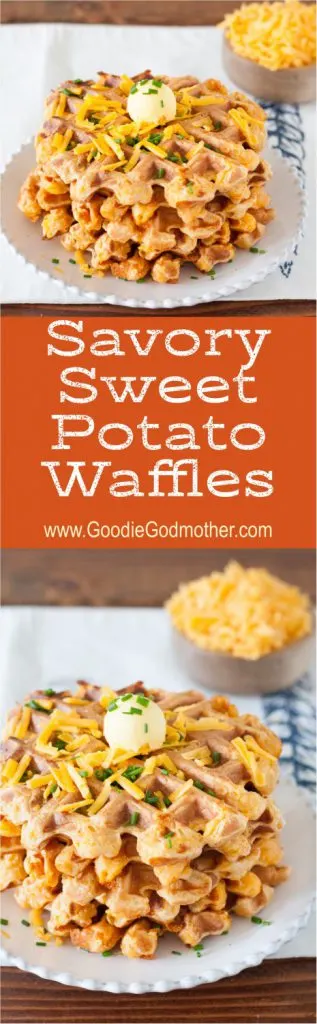 When I have extra mashed sweet potatoes or sweet potato casserole on hand, I like to whip up a batch of these savory sweet potato waffles. Easy to make, and freezer friendly, they're a fabulous way to reinvent leftovers! * GoodieGodmother.com
