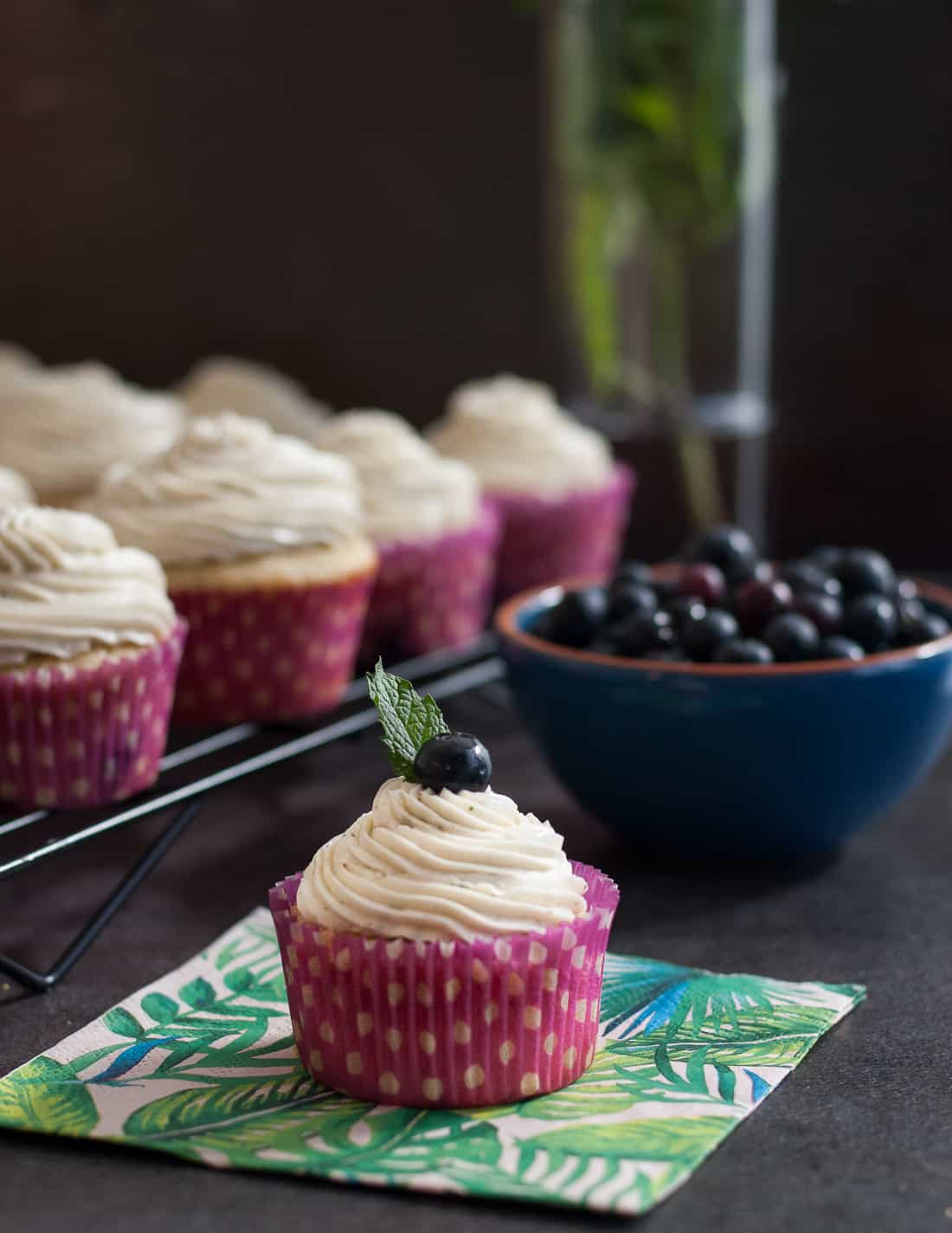 When you want to bring a little touch of happy hour to work, while still making something everyone can enjoy, blueberry mojito cupcakes are the answer! * Recipe on GoodieGodmother.com