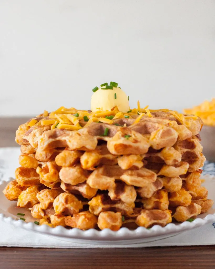 When I have extra mashed sweet potatoes or sweet potato casserole on hand, I like to whip up a batch of these savory sweet potato waffles. Easy to make, and freezer friendly, they're a fabulous way to reinvent leftovers! * GoodieGodmother.com