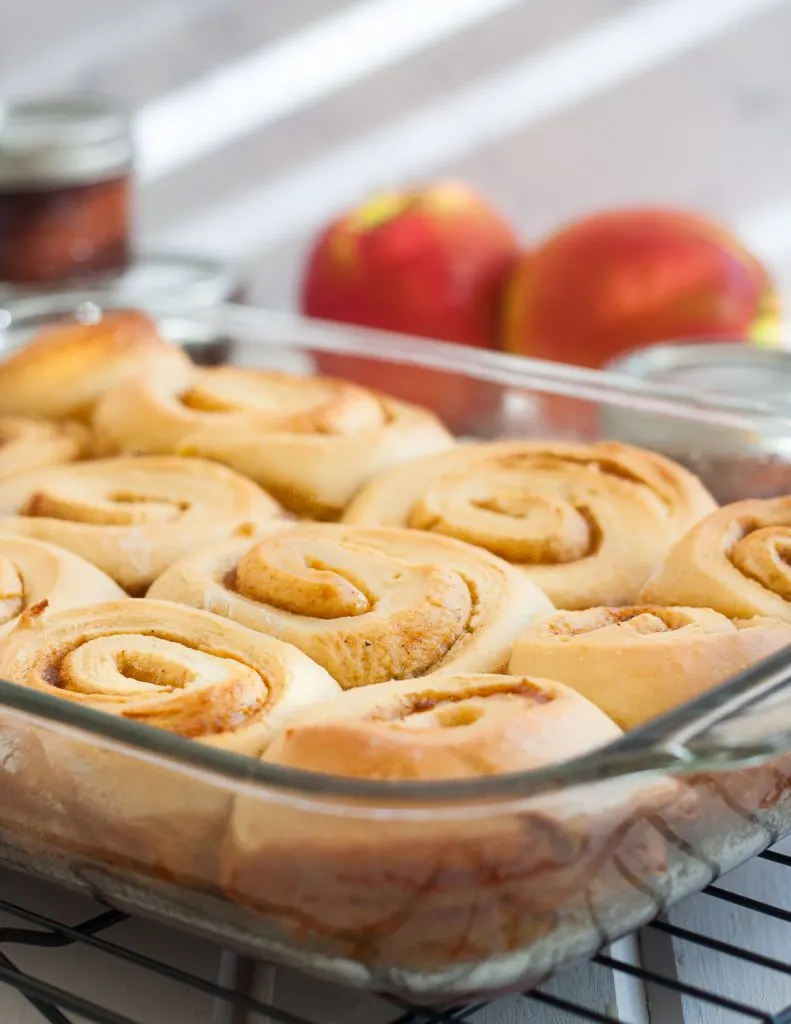 Apple butter cinnamon rolls are a delicious fall breakfast idea! You can even make them in advance and freeze for later. Visit GoodieGodmother.com for the recipe