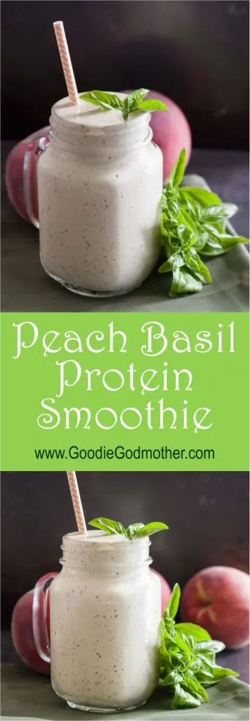 Peach Basil Protein Smoothie - seasonal ingredients make this unique protein smoothie recipe a favorite! * GoodieGodmother.com