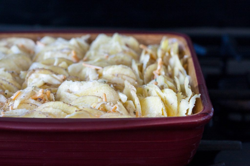 Crispy edges, a creamy center, cheese, and Ranch dressing - this Ranch Hasselback Potato Casserole is a fabulous side dish for potato lovers! * Recipe on GoodieGodmother.com