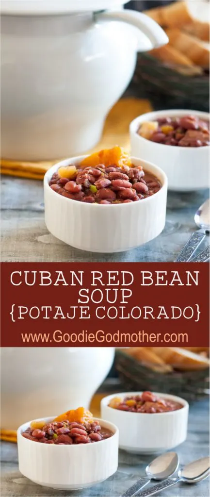 The best red bean soup recipe I've ever tried, this Cuban red bean soup - potaje colorado - is a family favorite! The recipe includes instructions for making on the stove top or in an Instant Pot! * GoodieGodmother.com