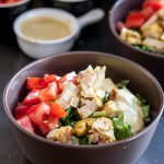 Perfect for an easy, balanced meal, these chopped chicken rice bowls with a tasty curry mustard sauce are always a hit at mealtime! * Recipe on GoodieGodmother.com